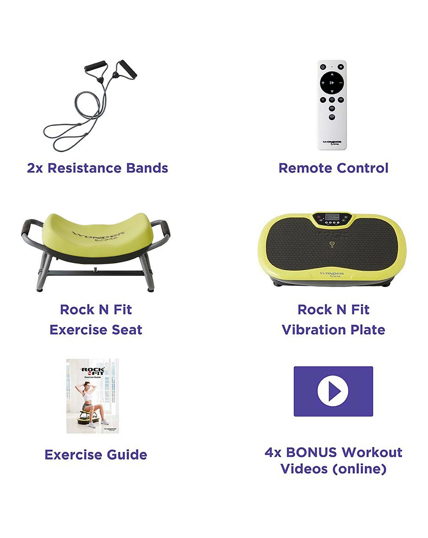 WonderCore Rock N Fit Vibration Shaper FREE Resistant Bands JML